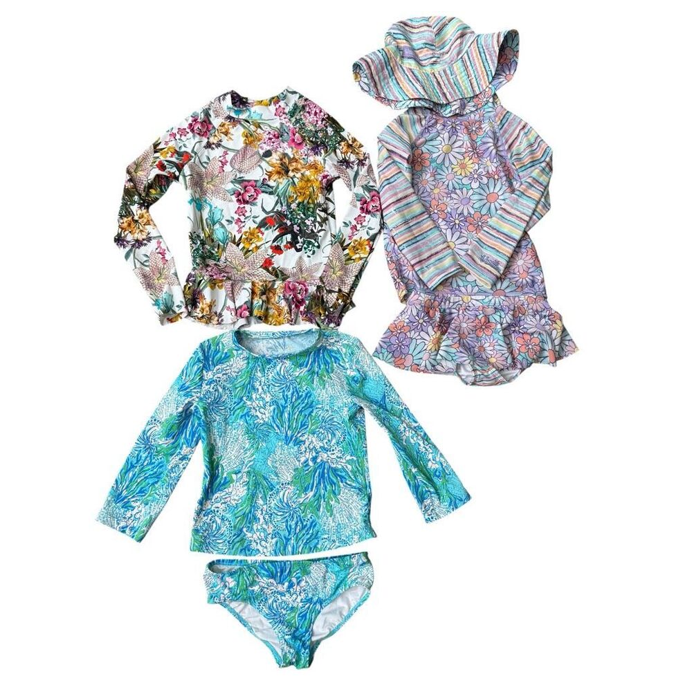 Set of 3 girls swimming suits Lilly Pulitzer, swiminista and UV skinz size 6